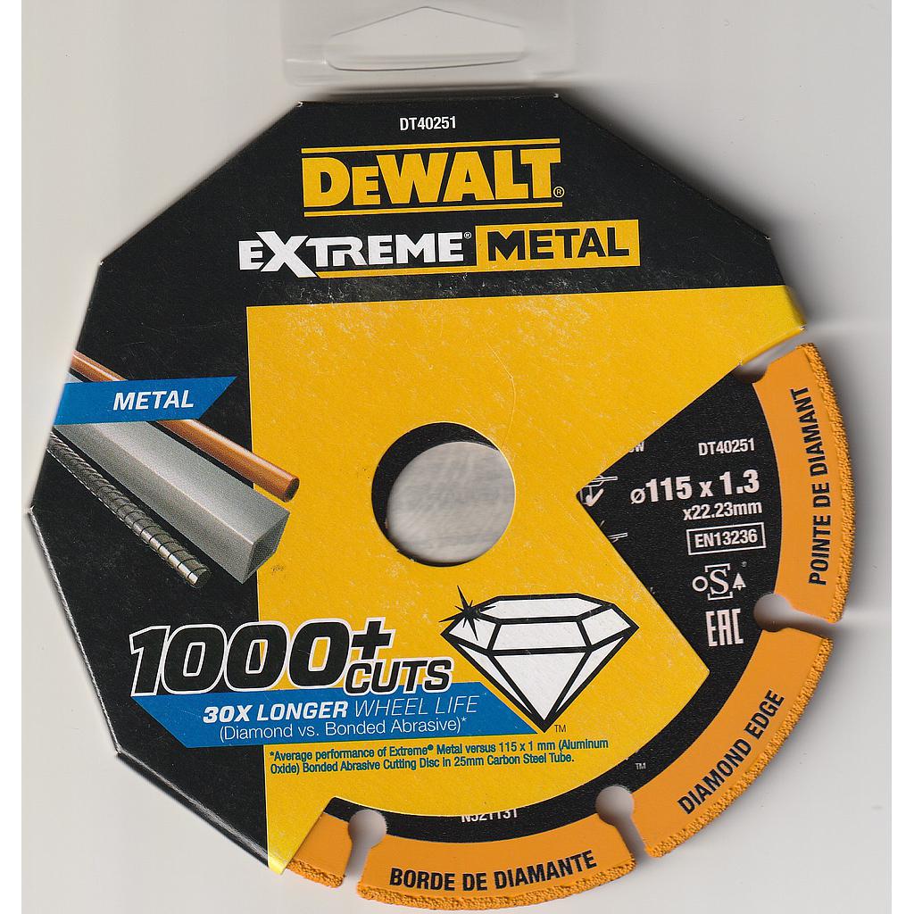 Disco Diamantado EXTREM METAL DEWALT 115X1,3MM DT40251